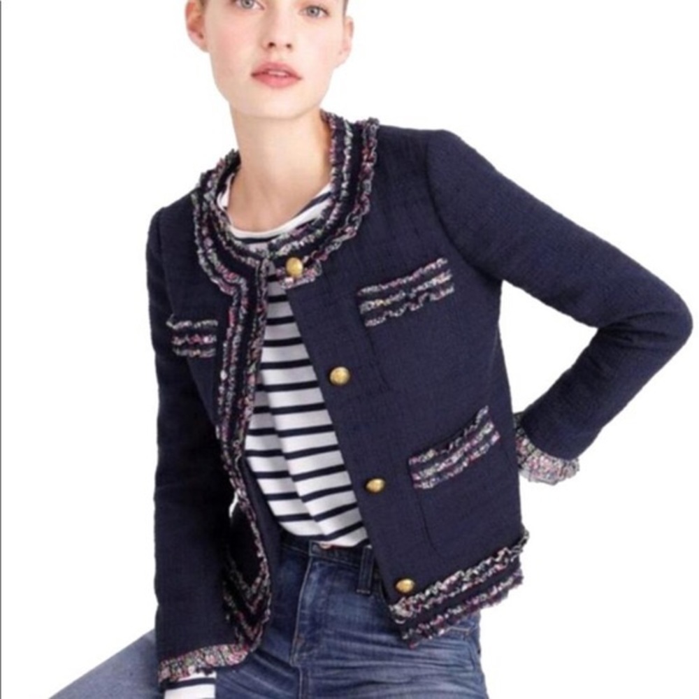 J Crew Liberty ruffle trim jacket 6